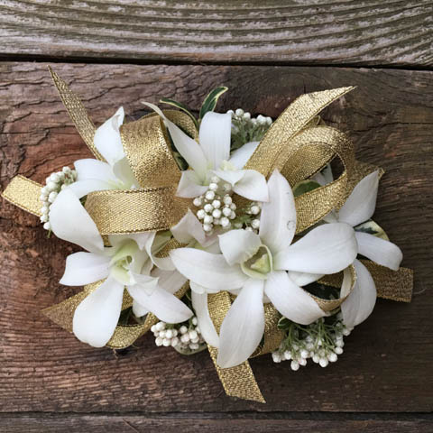 (image for) GOLD DENDROBIUM ORCHID WRIST CORSAGE