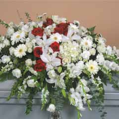 (image for) Red and White Casket Flower Spray