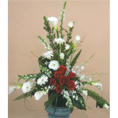 RED and WHITE VASE ARRANGEMENT RED and WHITE VASE ARRANGEMENT