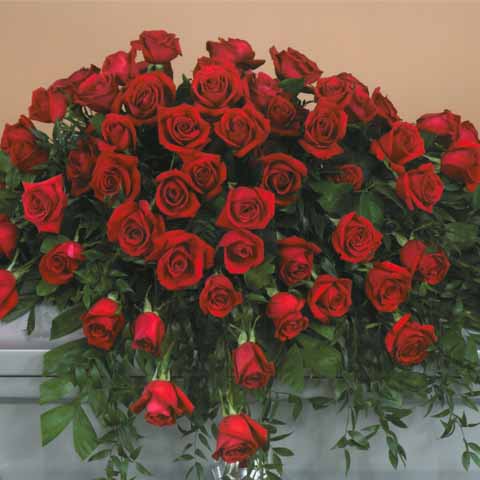 (image for) Red Rose Casket Flower Spray - Click Image to Close