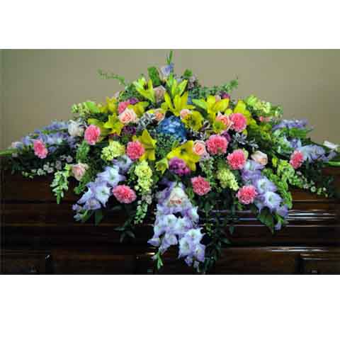 (image for) Colorful Mix Casket Flower Spray - Click Image to Close