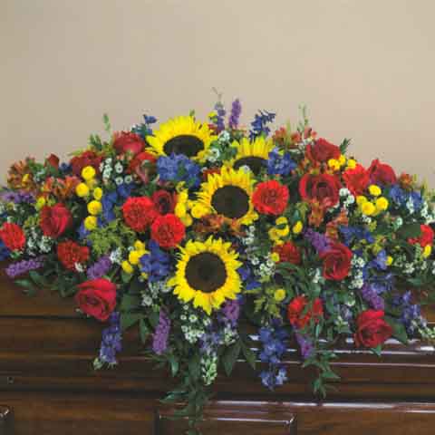 (image for) Sunflower Casket Flower Spray - Click Image to Close