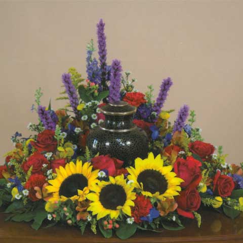 (image for) Sunflower Flower Urn Centerpiece - Click Image to Close