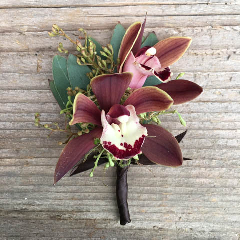 Brown Cymbidium Orchid Boutonniere