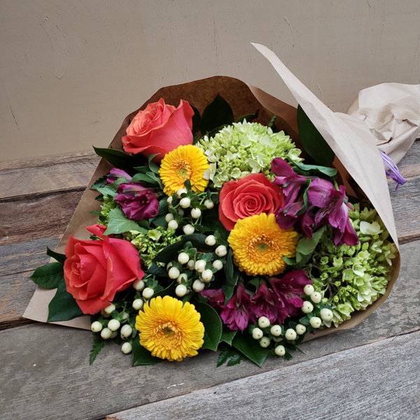 Colorful Wrapped Bouquet with Roses Colorful Wrapped Bouquet with Roses