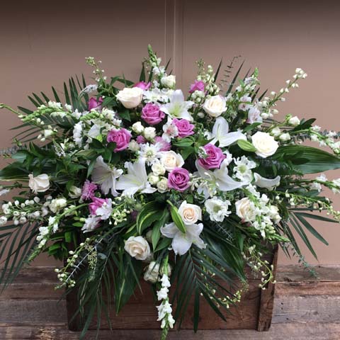 (image for) White and Purple Casket Flower Spray - Click Image to Close