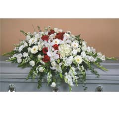 (image for) Red and White Casket Flower Spray