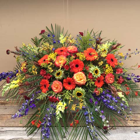 (image for) Summer Colors Casket Flower Spray - Click Image to Close