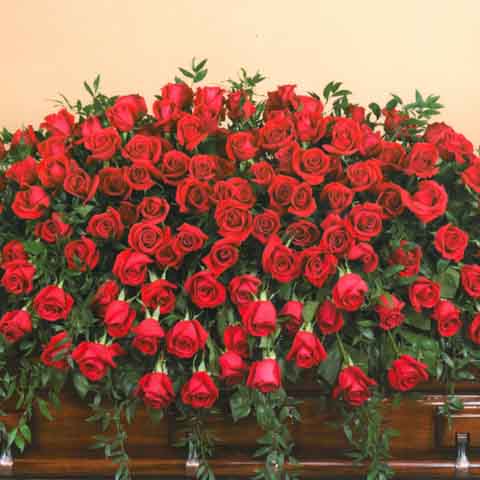 Premium Red Rose Casket Flower Spray - Click Image to Close