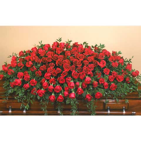 Premium Red Rose Casket Flower Spray - Click Image to Close