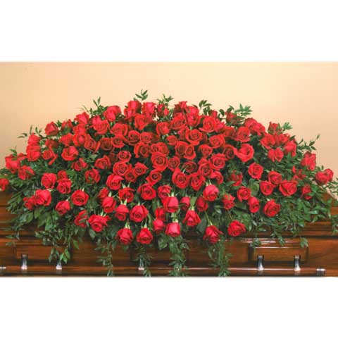 (image for) Premium Red Rose Casket Flower Spray - Click Image to Close