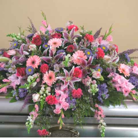 Spring Mix Casket Flower Spray - Click Image to Close