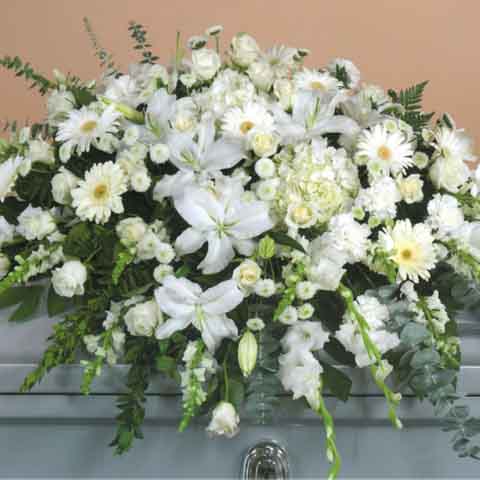 White Mix Casket Flower Spray - Click Image to Close