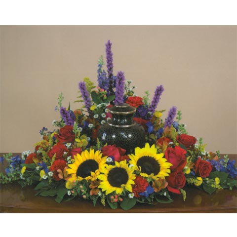 Sunflower Flower Urn Centerpiece - Click Image to Close