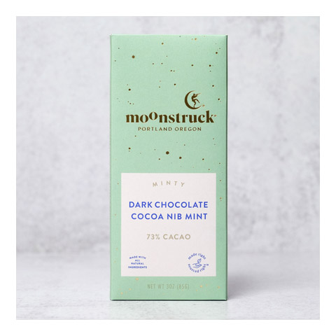 (image for) Moonstruck Chocolate Dark Chocolate Cocoa Nib Mint Bar