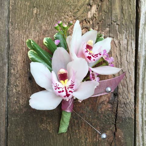 (image for) PINK CYMBIDIUM ORCHID BOUTONNIERE