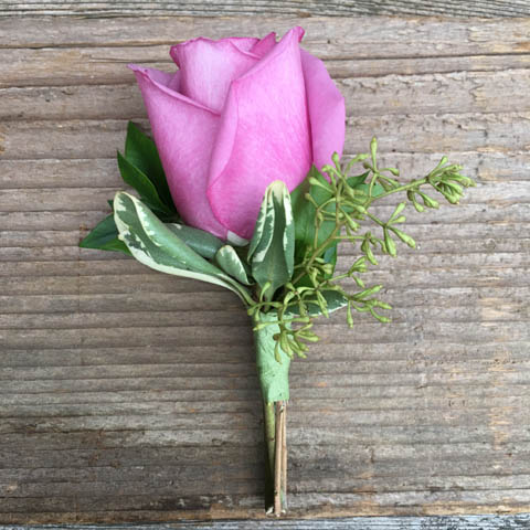 PURPLE ROSE BOUTONNIERE - Click Image to Close