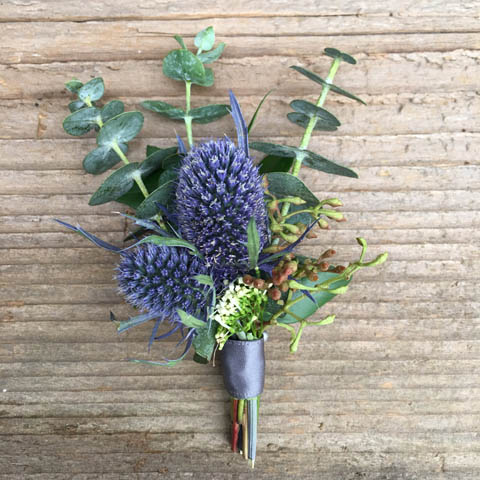 SEA HOLLY BOUTONNIERE