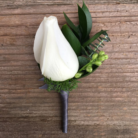 WHITE ROSE BOUTONNIERE WHITE ROSE BOUTONNIERE